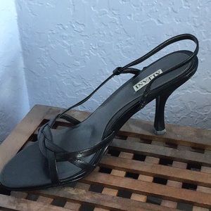 Alfani Strappy Sandal. Black. 8.